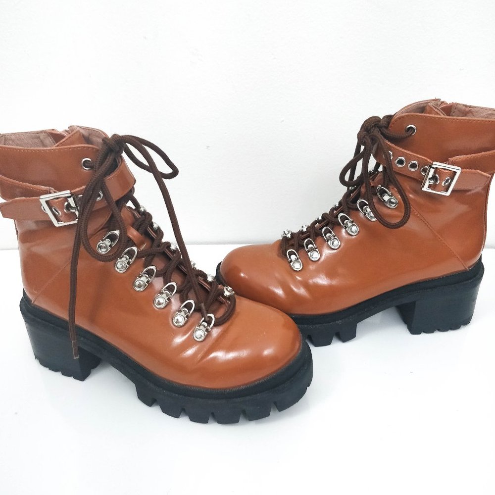 Jeffrey Campbell Czech Brown Combat Boots 7.5